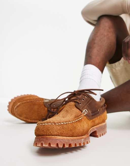 Timberland authentic 3 eye classic boat shoes in tan | ASOS