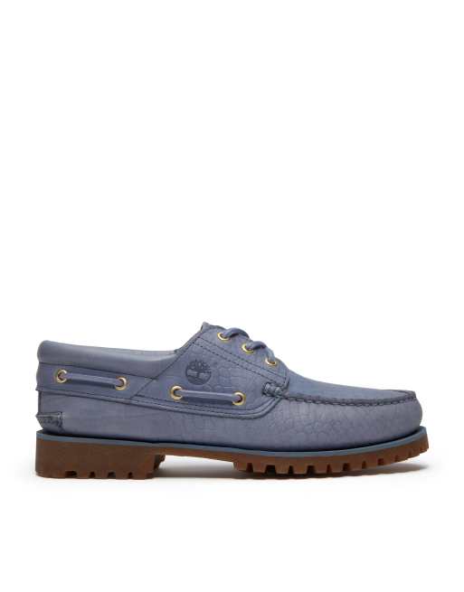 Timberland – Authentic – Blå seglarskor i full grain-läder med tre par öljetter, 3 av 4