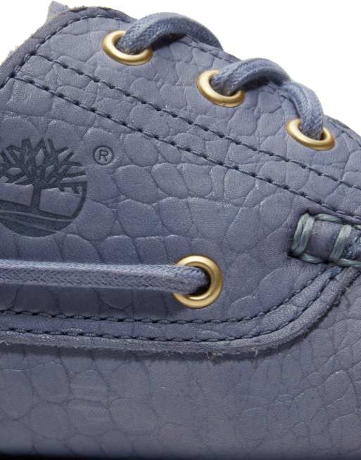 Timberland – Authentic – Blå seglarskor i full grain-läder med tre par öljetter, 4 av 4
