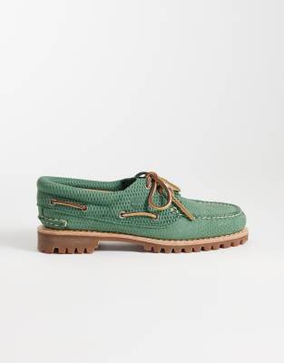  authentic boat shoe in medium green nubuck