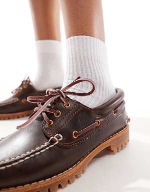 Timberland authentic boat shoes in brown full grain leather