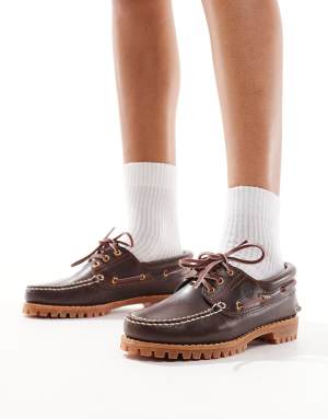 Timberland authentic boat shoes in brown full grain leather