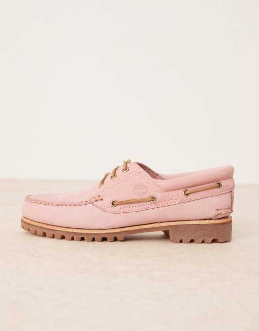 Timberland Authentic - Bootschoenen met 3 veteroogjes in pastelroze, 4 van 4