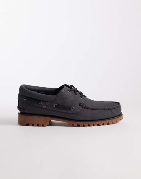 Timberland – Authentic – Bootsschuhe aus dunkelgrauem Nubukleder mit drei Ösen - view 1
