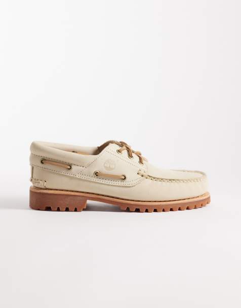 Timberland – Authentic – Bootsschuhe aus Nubukleder in Hellbeige mit drei Ösen - view 1