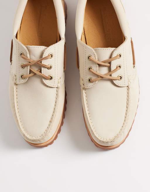 Timberland – Authentic – Bootsschuhe aus Nubukleder in Hellbeige mit drei Ösen, 2 von 4