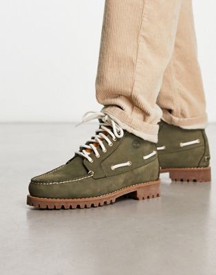Timberland authentic 7 eye chukka boots in dark green nubuck - ASOS Price Checker