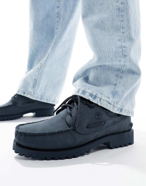 Timberland Authentic - Chaussures bateau classiques à 3 paires d'œillets - Marine triple