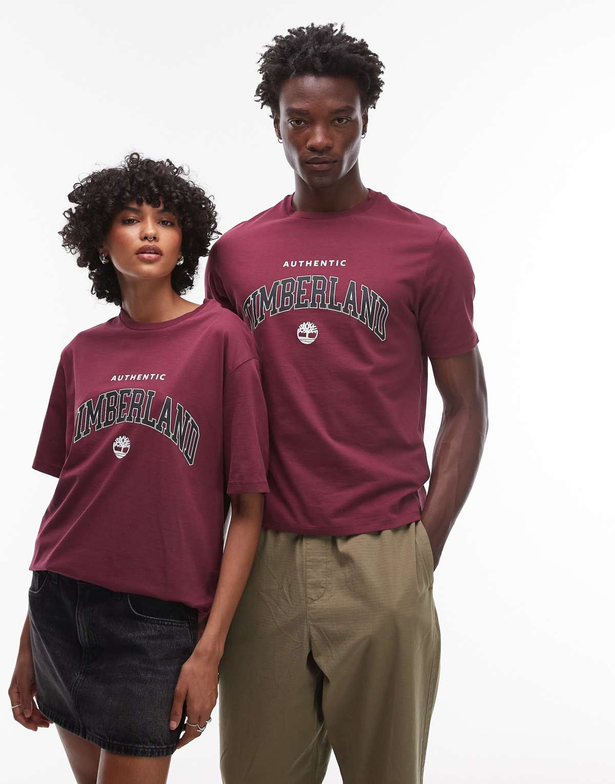 Timberland Authentic large chest collegiate logo oversized t-shirt in burgundy