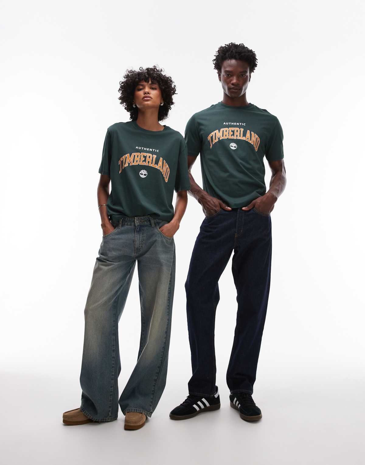 Timberland Authentic large chest collegiate logo oversized t-shirt in dark green