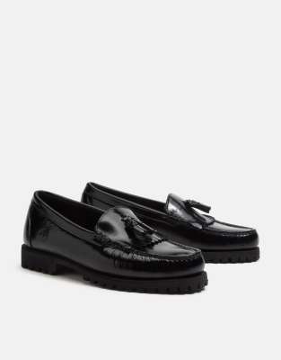 Authentic - Loafer aus Vollnarbenleder in Schwarz mit 3 Ösen Schwarz 45.5