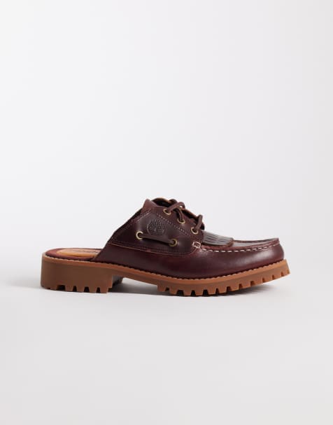 Timberland – Authentic – Mules aus Vollnarbenleder in Burgunderrot - view 1