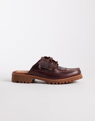 Authentic - Mules en cuir pleine fleur - Bordeaux-Rouge 41