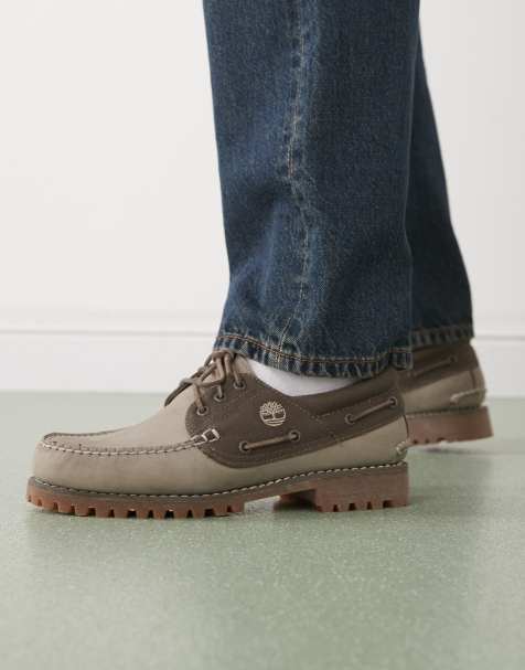 Timberland Authentic - Scarpe da barca verde oliva in nabuk a 3 occhielli - view 1