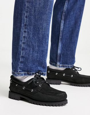 Timberland Authentics 3 eye classic boat shoes in black