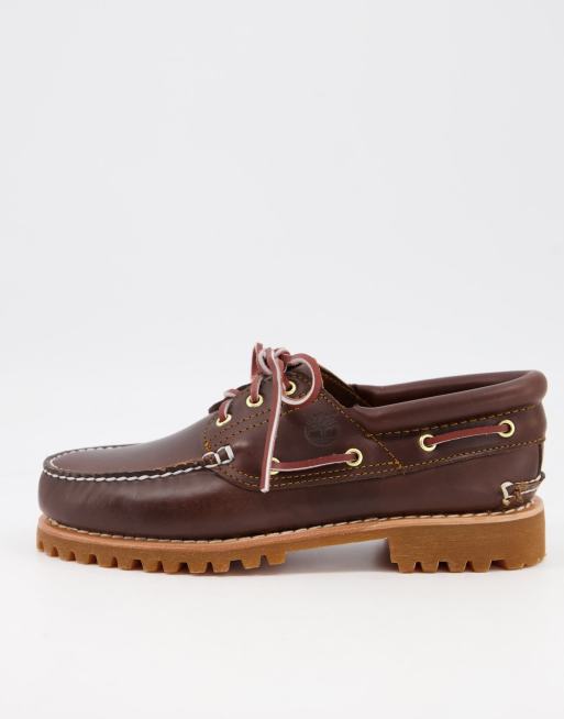 Timberland Authentics 3 eye classic boat shoes in brown | ASOS