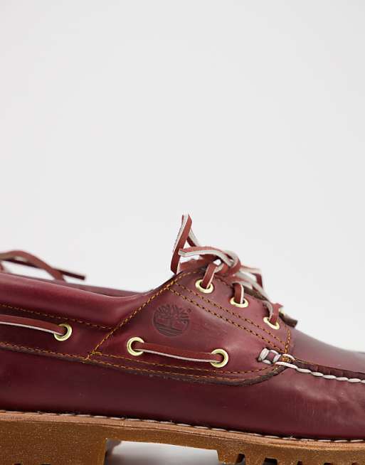 Timberland Authentics 3-Eye Classic boat shoes in burgundy Timberland Authentics 3-Eye Classic boat shoes in burgundy