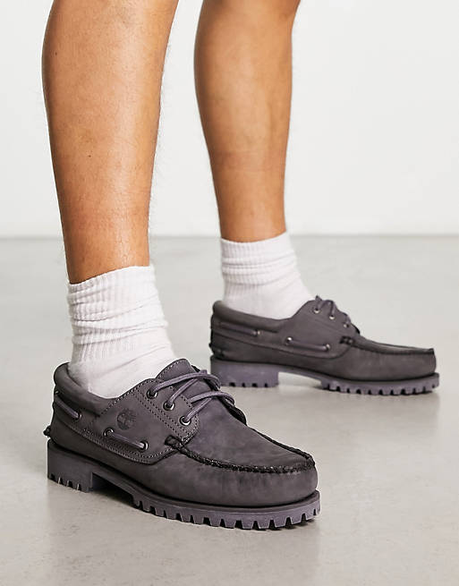 Timberland authentics 3 eye classic boat shoes in dark grey