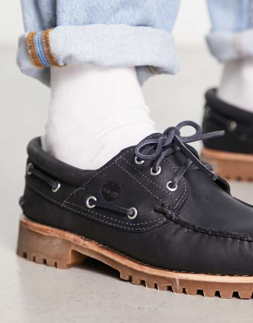 Timberland Authentics 3 eye classic boat shoes in navy | ASOS