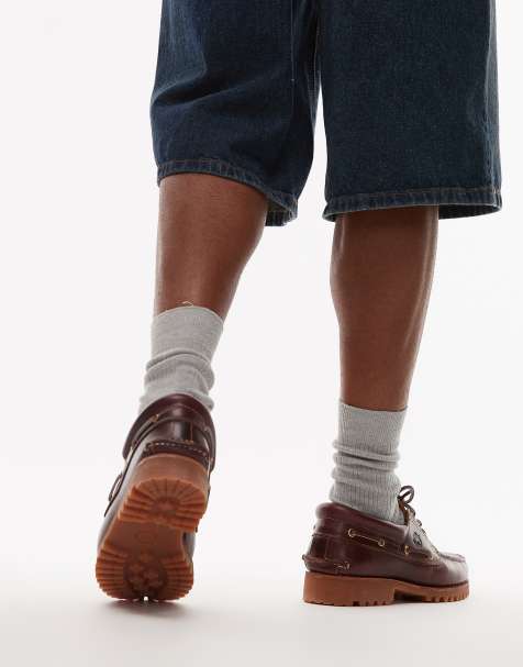 Timberland - Authentics - Klassieke bootschoenen met 3 veteroogjes in bordeauxrood volnerf leer - view 1
