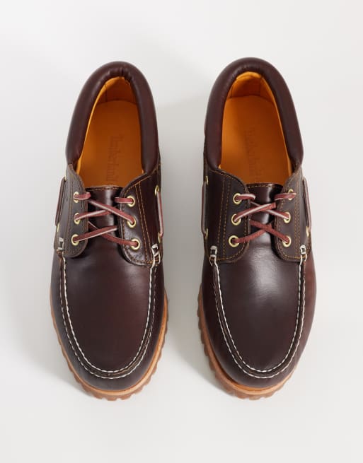 Timberland Authentics – Klassische Bootsschuhe aus braunem Vollnarbenleder mit 3 Ösen, 2 von 4