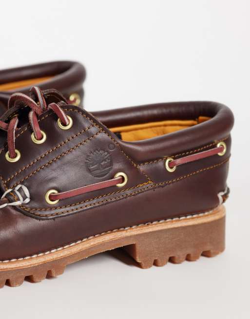 Timberland Authentics – Klassische Bootsschuhe aus braunem Vollnarbenleder mit 3 Ösen, 3 von 4