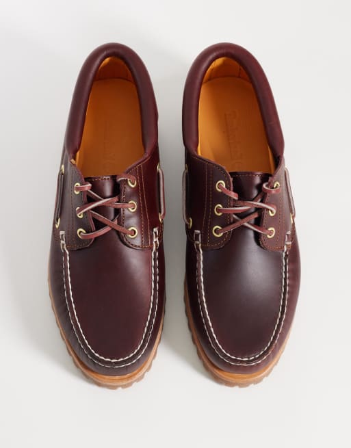 Timberland - Authentics - Klassiske sejlersko i bordeauxrødt læder med 3 snørehuller, 2 af 6