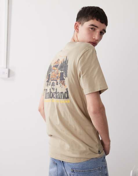 Timberland – Back On The Road – T-Shirt in Beige mit Rückenprint - view 1