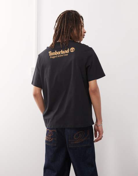 Timberland back print logo t-shirt in black - view 1