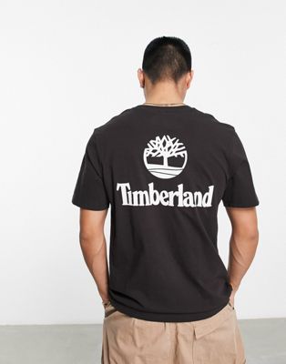 Timberland back print t-shirt in brown exclusive to asos