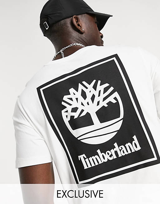  Timberland Back Stack short sleeve t-shirt in white/black Exclusive at  