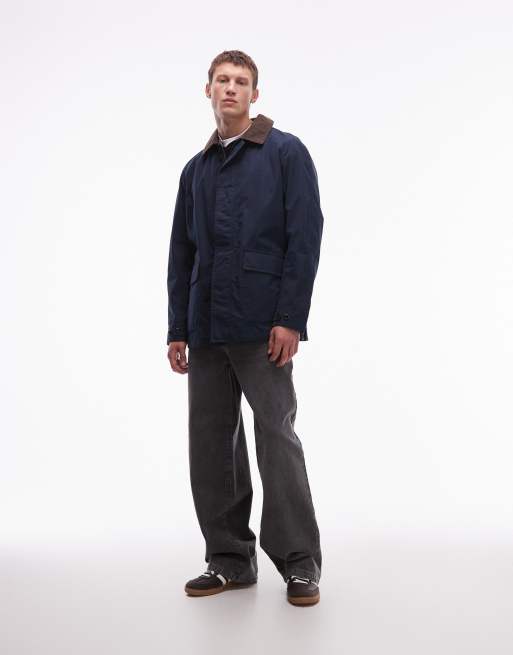 Timberland – Barn Coat in Marineblau mit Cordkragen und Waschung, 2 von 5