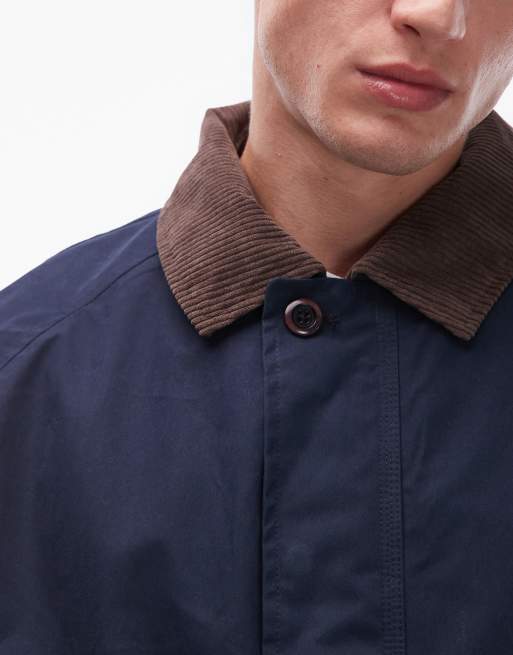 Timberland – Barn Coat in Marineblau mit Cordkragen und Waschung, 4 von 5
