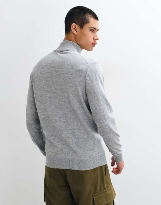 Timberland Baumwollpullover mit 1/4-Reißverschluss in mittelgrau meliert, 5 von 5