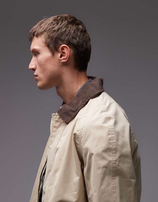 Timberland - Beige forvasket frakke med krave i fløjl, 4 af 5