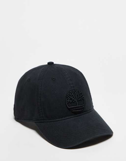 Timberland – Bestickte Kappe aus Canvas in Schwarz