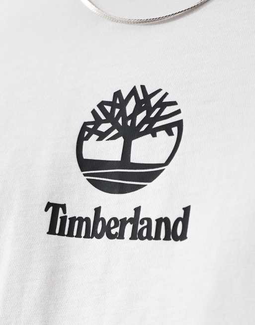Timberland – Biały T-shirt z małym logo na środku, 3 z 4