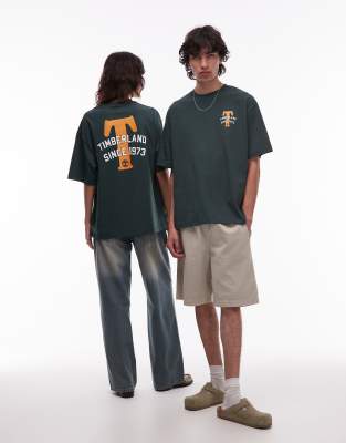 Timberland - Big T - Oversize-T-Shirt in Dunkelgrün mit Rückenprint