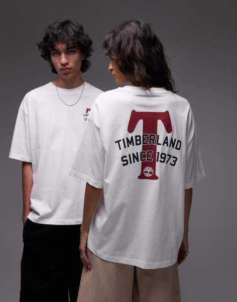 Timberland - Big T - Oversized T-shirt met print op de achterkant in wit - view 1