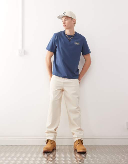 Timberland - Blå T-shirt med bjerglandskabsprint, 3 af 4