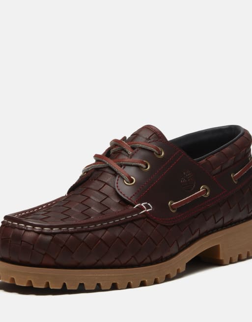 Timberland Boat shoe in burgundy full grain woven, 2 of 4