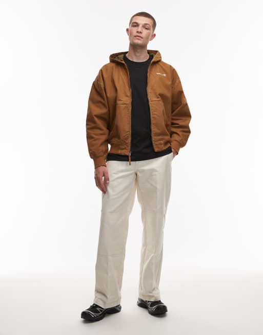 Timberland - Bomberjack van zwaar canvas met capuchon in donkerbeige met wassing, 2 van 5