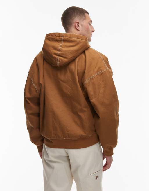 Timberland - Bomberjack van zwaar canvas met capuchon in donkerbeige met wassing, 3 van 5
