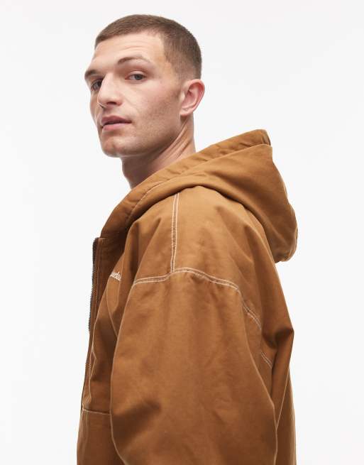 Timberland - Bomberjack van zwaar canvas met capuchon in donkerbeige met wassing, 4 van 5