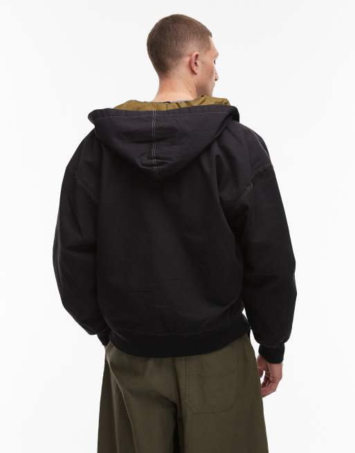 Timberland – Bomberjacke aus schwerem Canvas in verwaschenem Schwarz mit Kapuze, 3 von 5