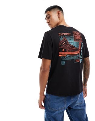 Timberland boot back print t-shirt in black