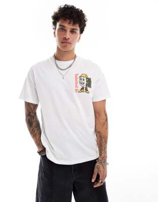 Timberland boot man small logo oversized t-shirt in white | ASOS