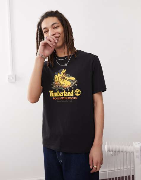 Timberland Boots With Roots graphic t-shirt in black