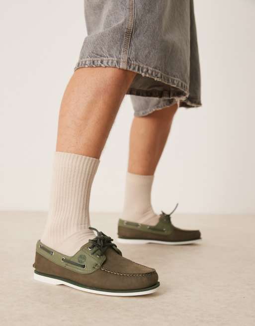 Timberland – Bootsschuhe aus dunkelgrünem Nubukleder mit 2 Ösen, 4 von 4