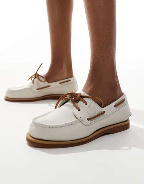 Timberland – Bootsschuhe aus Vollnarbenleder in Natur - view 1